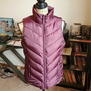 SO burgundy/plum puffer vest size Medium
